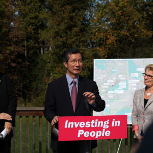 Michael Chan, minister of tourism, culture and sport, at the Pan Am Trails Announcement. (Photo: Queen's Printer for Ontario)
