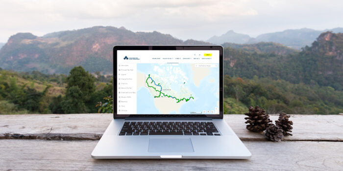 New Trans Canada Trail map displayed on a laptop