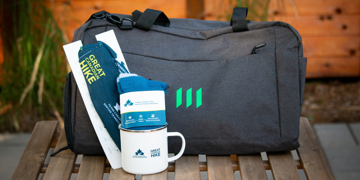 trans canada trail branded socks mug and bag
