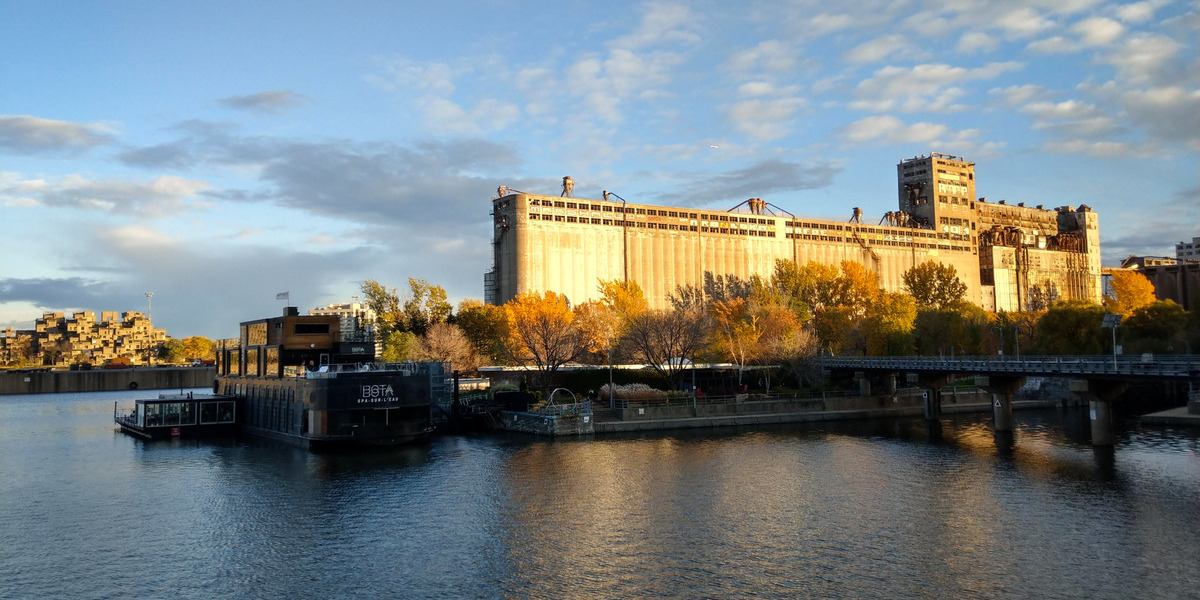 montreal port on a cold fall sunny day